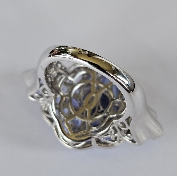 Natural Tanzanite Ring in Platinum over Sterling Silver Sz 8! 💙 Free Shipping! - Picture 8 of 12